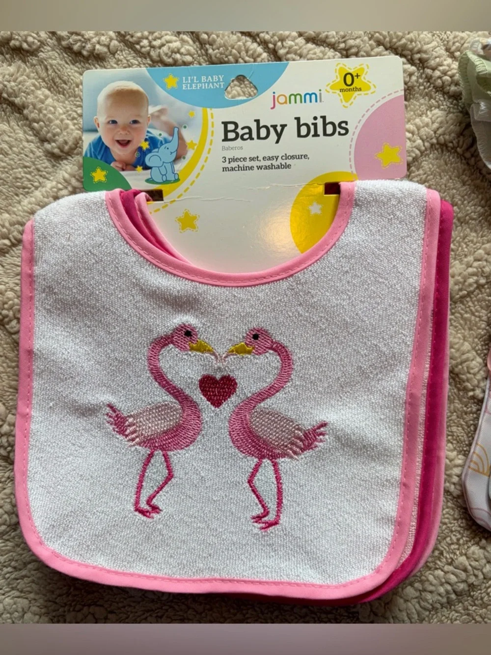 Baby Girl Bib Lot - NWT Bibs Pacifier Clip & Muslin Burp Cloths, 15 Piece Bundle